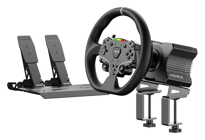 Moza R5 wheel, direct drive base and pedals