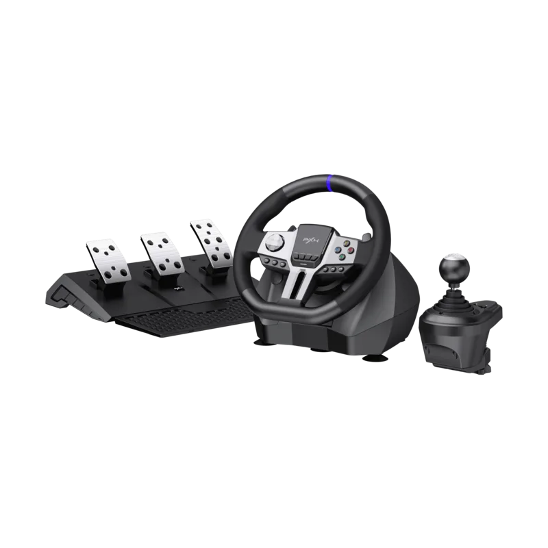 PXN V9 Gen2 wheel with clutch pedals and H-pattern shifter